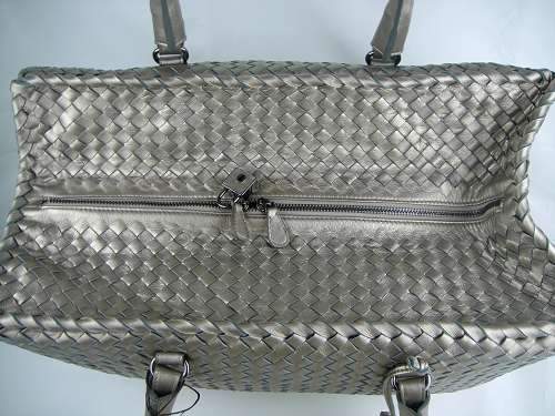 Bottega Veneta Lambskin Leather Handbag 1023 silver grey
